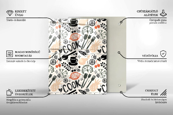 Üveg vágódeszka Rajzfilm konyhai motívum