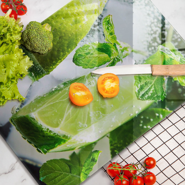 Üveg vágódeszka Víz mésszel és jéggel