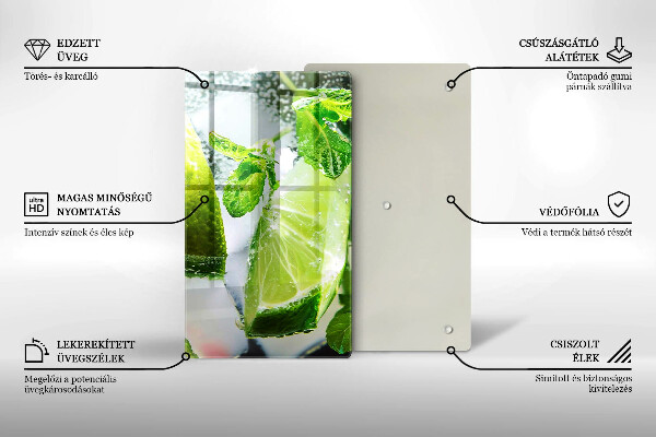 Üveg vágódeszka Víz mésszel és jéggel