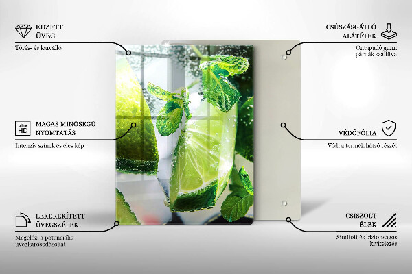 Üveg vágódeszka Víz mésszel és jéggel