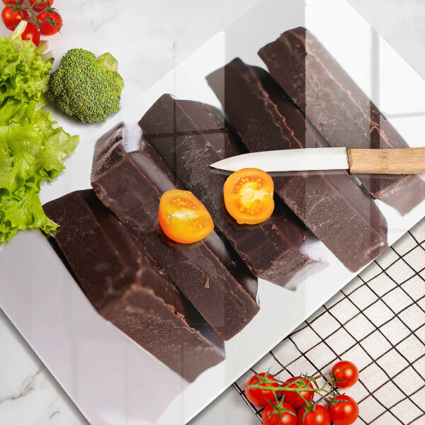 Üveg vágódeszka Csokoládé kocka