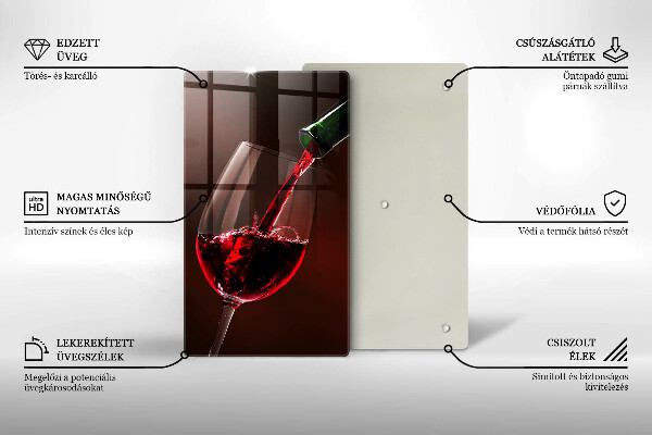 Üveg vágódeszka Egy pohár bor