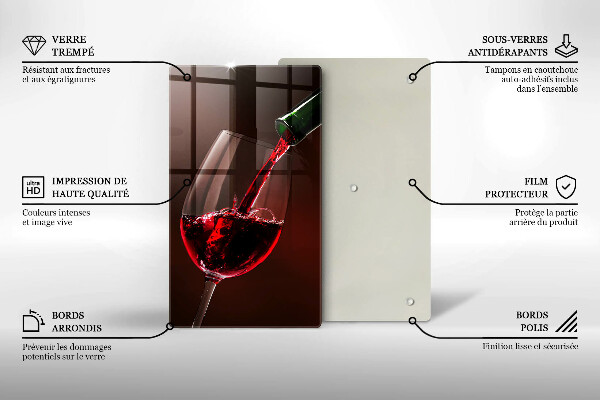 Üveg vágódeszka Egy pohár bor