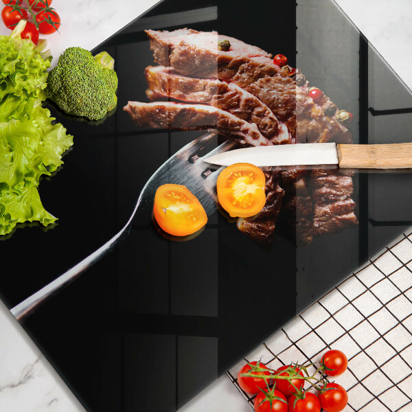 Üveg vágódeszka Hús villán