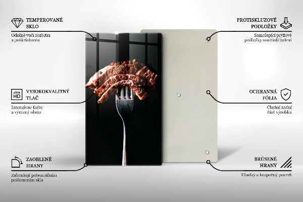 Üveg vágódeszka Hús villán