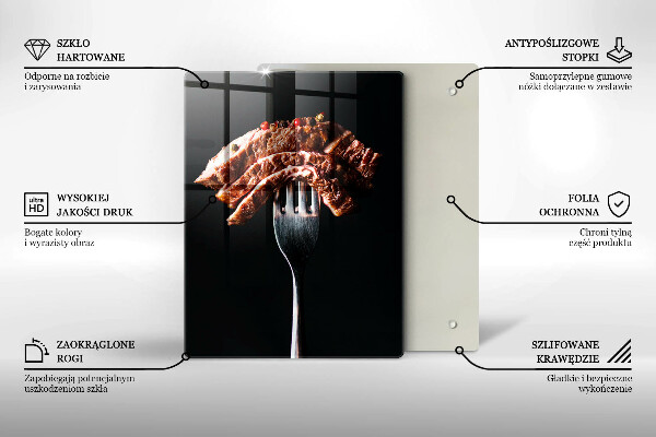 Üveg vágódeszka Hús villán