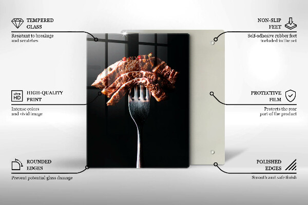 Üveg vágódeszka Hús villán