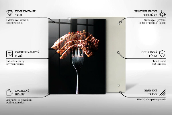 Üveg vágódeszka Hús villán