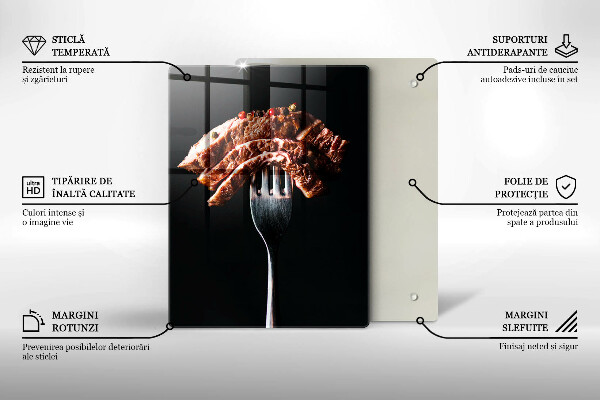 Üveg vágódeszka Hús villán