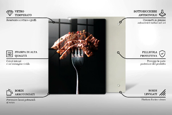 Üveg vágódeszka Hús villán