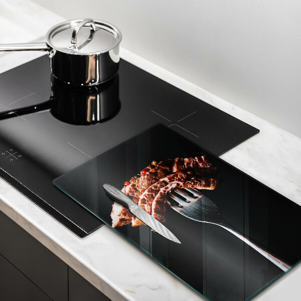 Üveg vágódeszka Hús villán