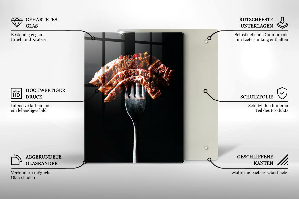 Üveg vágódeszka Hús villán