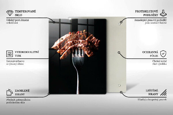 Üveg vágódeszka Hús villán