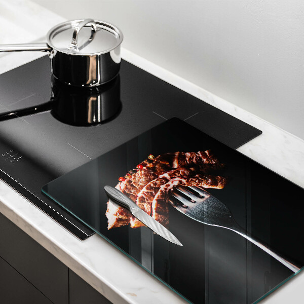 Üveg vágódeszka Hús villán