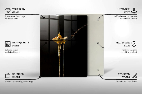 Üveg vágódeszka Egy teáskanál mézet