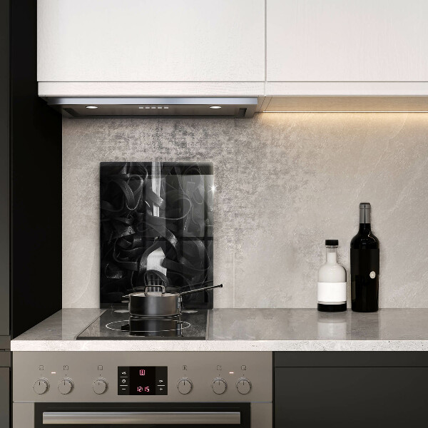 Üveg vágódeszka Fekete tészta és villa