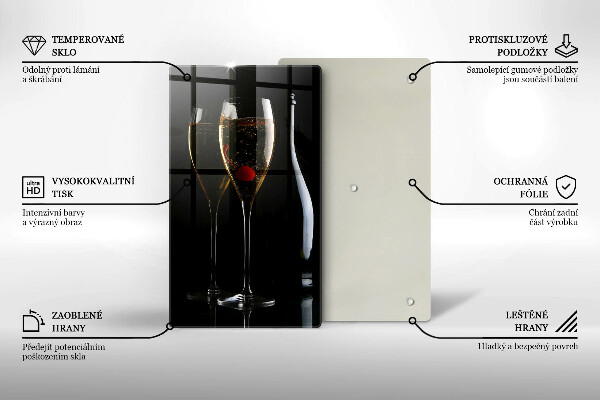 Üveg vágódeszka Pohár pezsgő