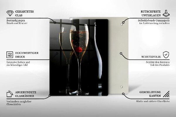 Üveg vágódeszka Pohár pezsgő