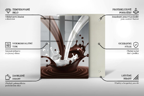 Üveg vágódeszka Tej és csokoládé