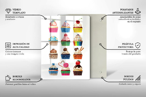 Üveg vágódeszka Cupcake illusztráció