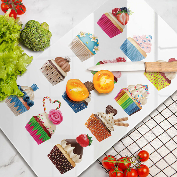 Üveg vágódeszka Cupcake illusztráció