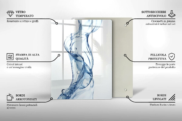 Üveg vágódeszka Tiszta víz