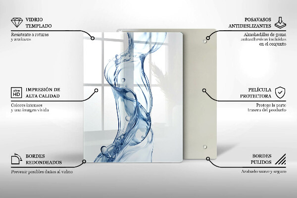 Üveg vágódeszka Tiszta víz