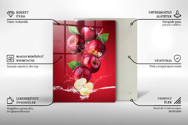 Üveg vágódeszka Lédús alma vízben