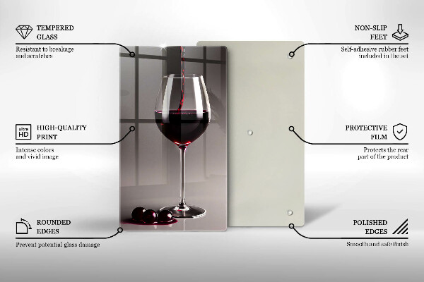 Üveg vágódeszka Üveg és szőlő