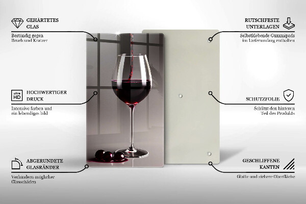 Üveg vágódeszka Üveg és szőlő