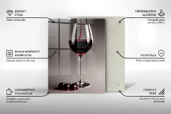 Üveg vágódeszka Üveg és szőlő