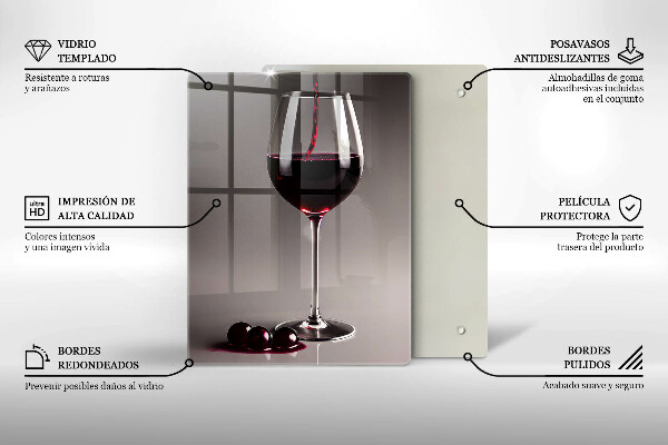 Üveg vágódeszka Üveg és szőlő