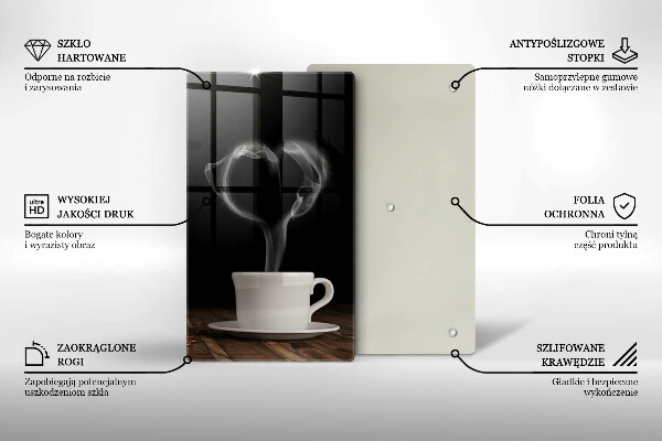 Üveg vágódeszka Kávéscsésze szív