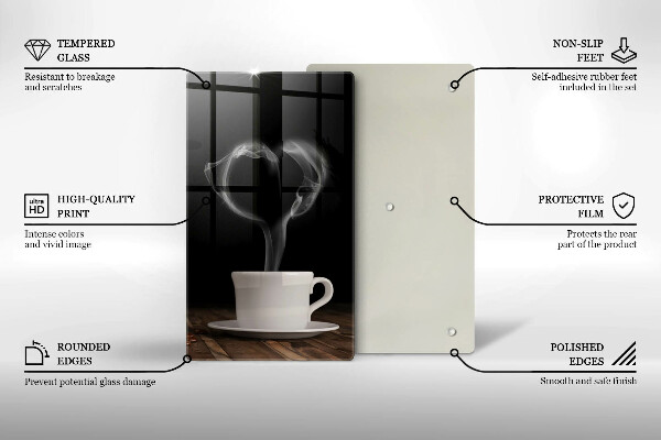 Üveg vágódeszka Kávéscsésze szív