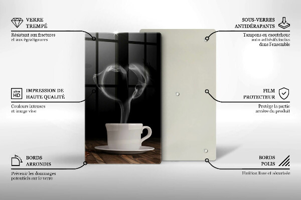 Üveg vágódeszka Kávéscsésze szív