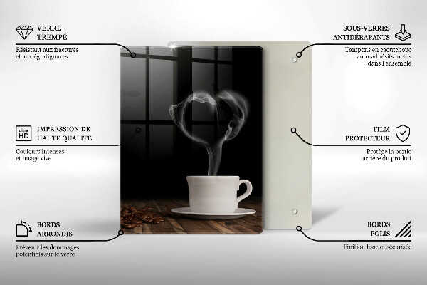 Üveg vágódeszka Kávéscsésze szív