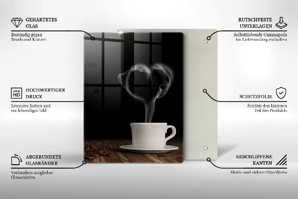 Üveg vágódeszka Kávéscsésze szív