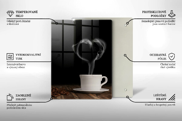 Üveg vágódeszka Kávéscsésze szív