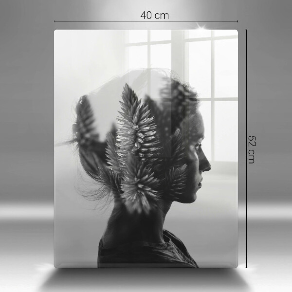 Üveg vágódeszka Nő és erdő