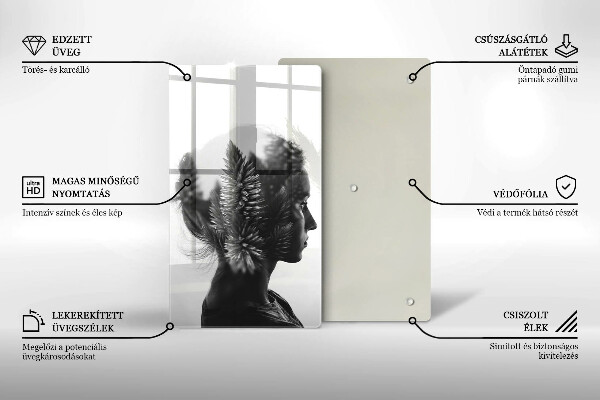 Üveg vágódeszka Nő és erdő