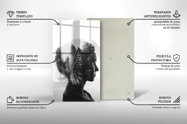 Üveg vágódeszka Nő és erdő