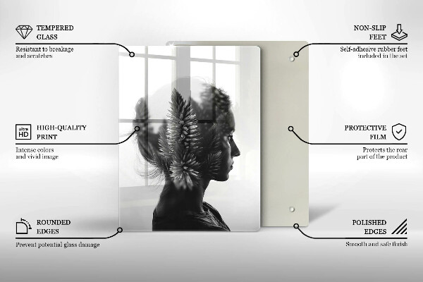 Üveg vágódeszka Nő és erdő