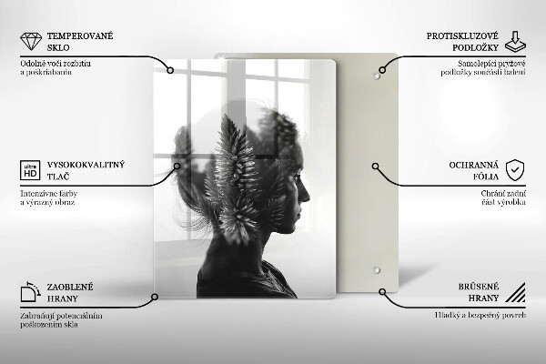 Üveg vágódeszka Nő és erdő