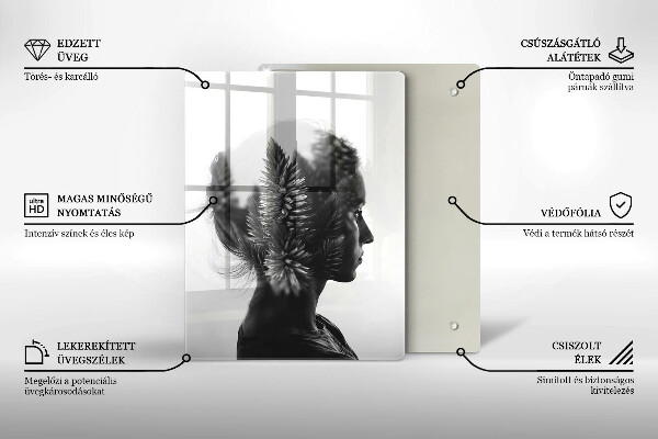 Üveg vágódeszka Nő és erdő