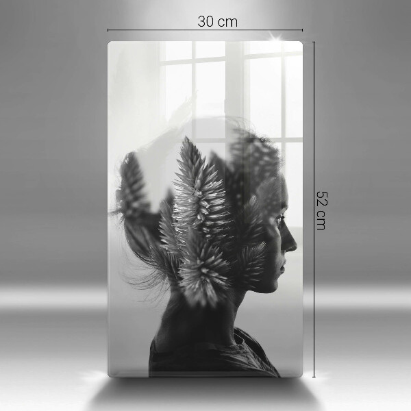 Üveg vágódeszka Nő és erdő