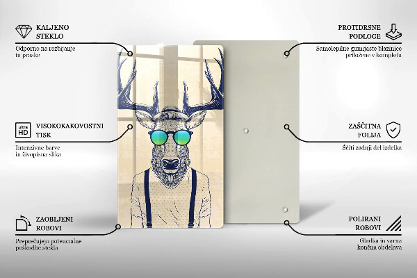 Üveg vágódeszka Szarvas ember illusztráció