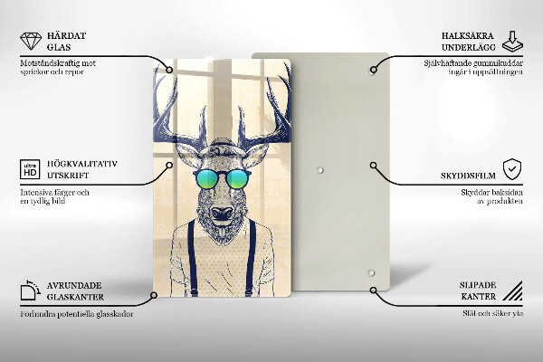 Üveg vágódeszka Szarvas ember illusztráció