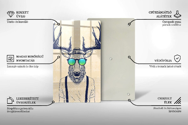 Üveg vágódeszka Szarvas ember illusztráció