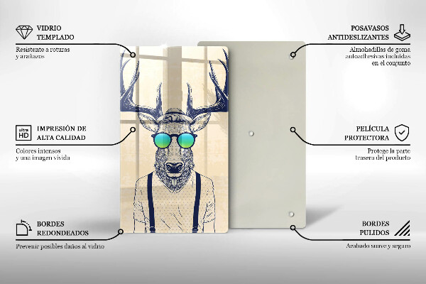 Üveg vágódeszka Szarvas ember illusztráció