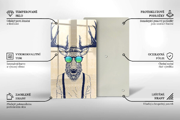 Üveg vágódeszka Szarvas ember illusztráció